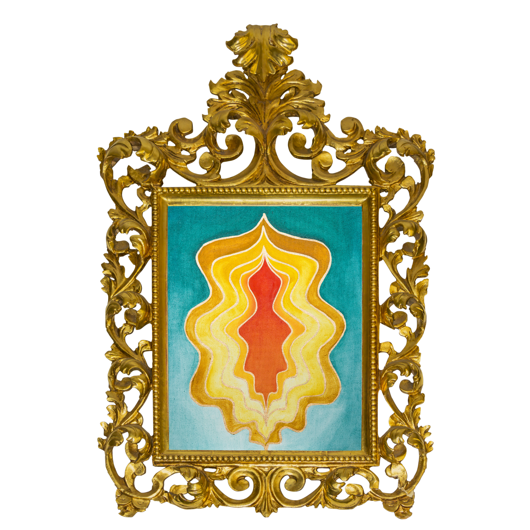 'Portal into Your Universe' is a 14 by 11 inch oil and gold marker painting on canvas