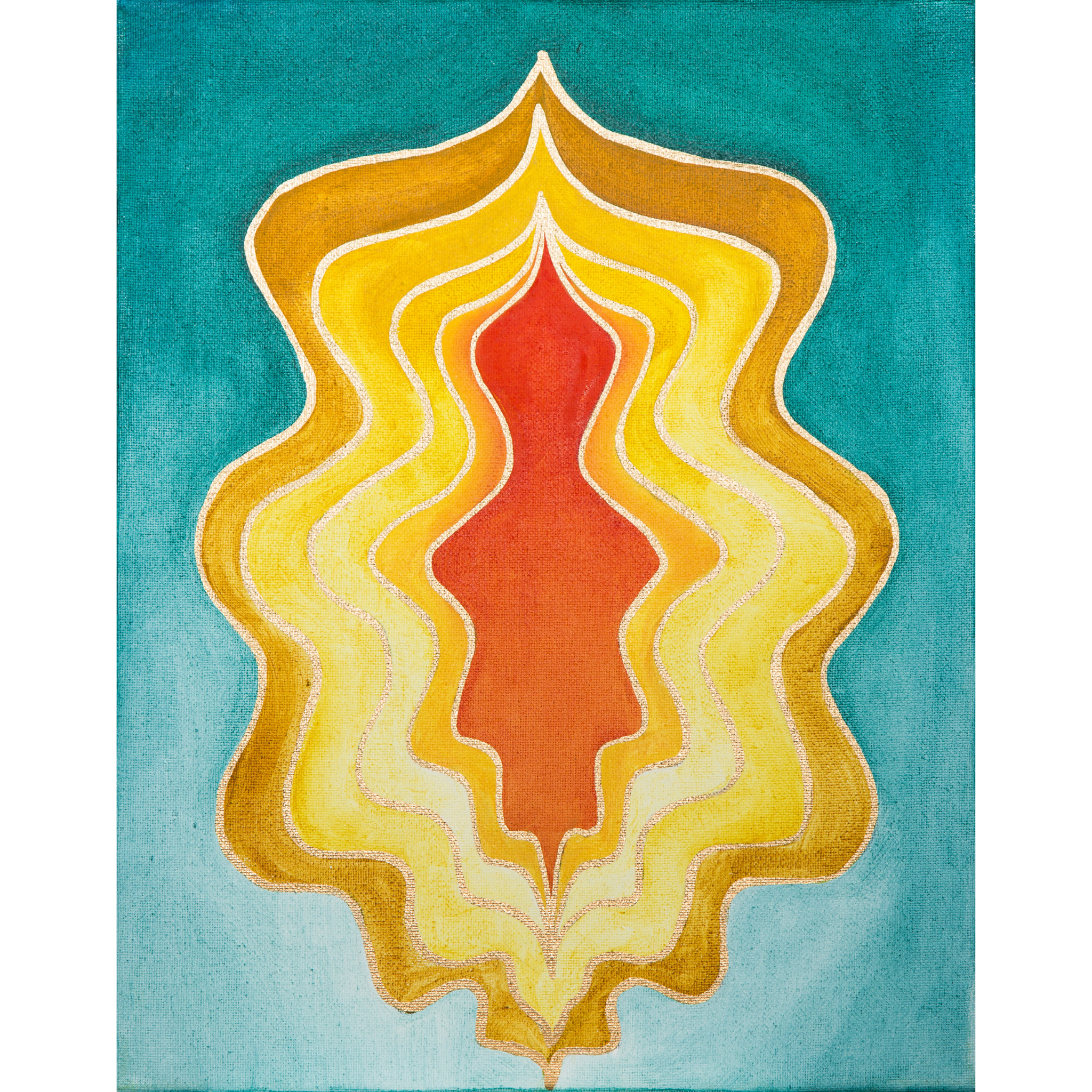 'Portal into Your Universe' is a 14 by 11 inch oil and gold marker painting on canvas