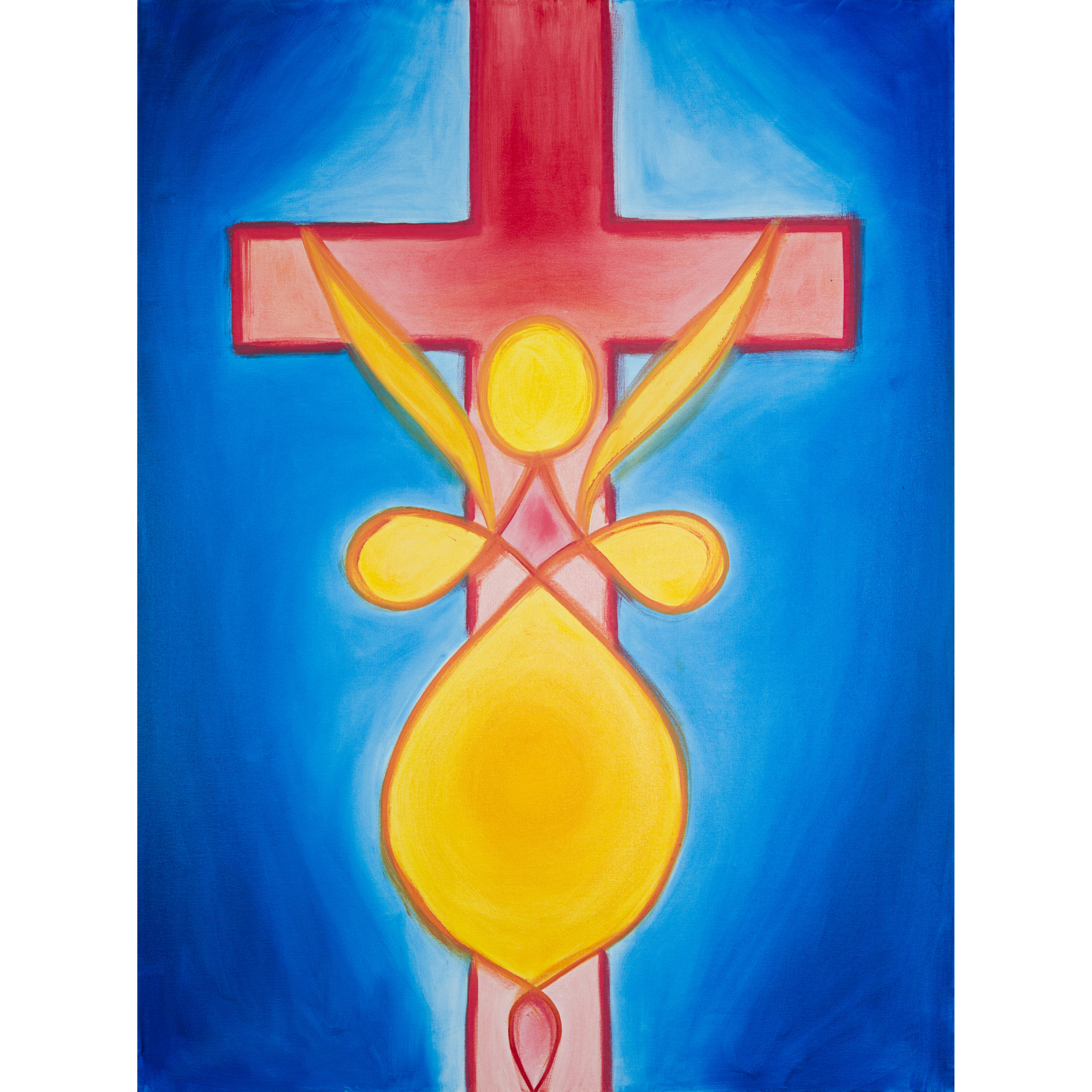 “Jesus was a woman” is an oil on canvas 4 feet by 3 feet painting.